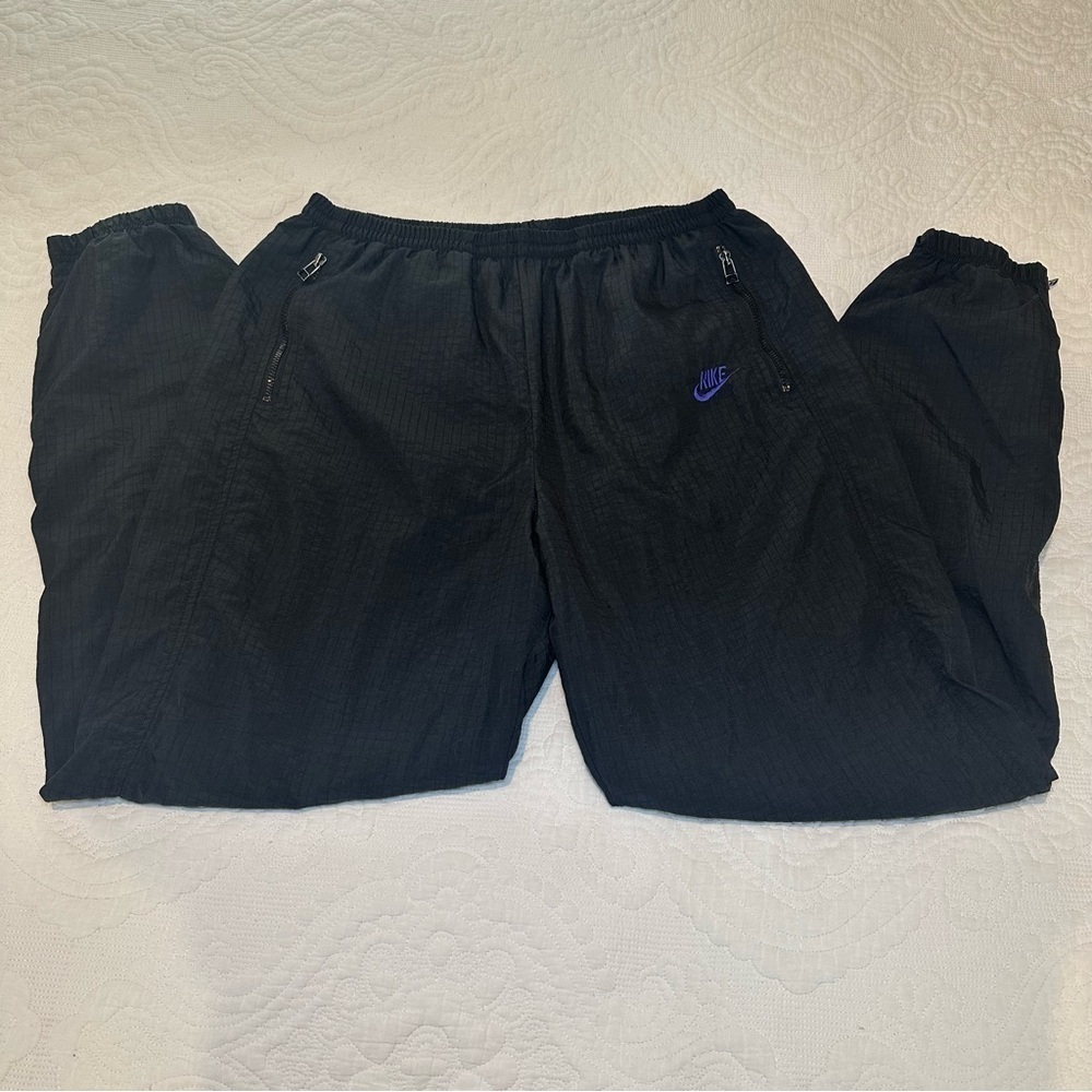 Vintage 1990s Black Tag Nike Challenge Court Track Pants. Black. Size: Large.
